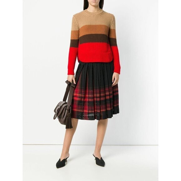 Marco De Vicenzo Wool Knit Sweater Red Brown Camel Sz 42 It / Us Large Nwt $850
